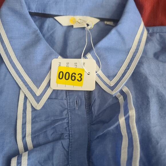 Boden Chambray Ruffled long sleeve blouse blue Sz 6 Preppy Cottagecore Coquette - Picture 10 of 10